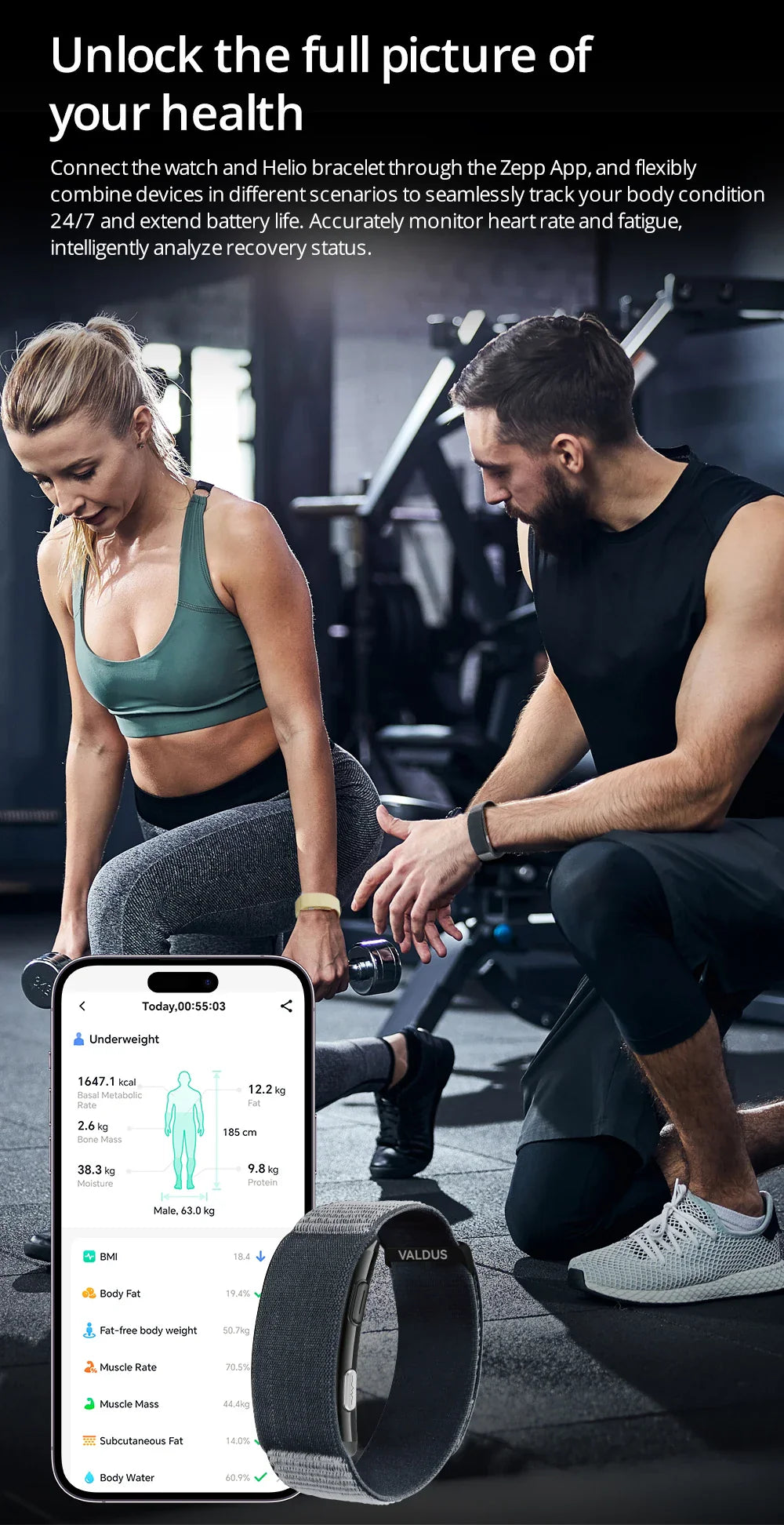 VALDUS VITRO ECG Smart Bracelet Waterproof Fitness Tracker