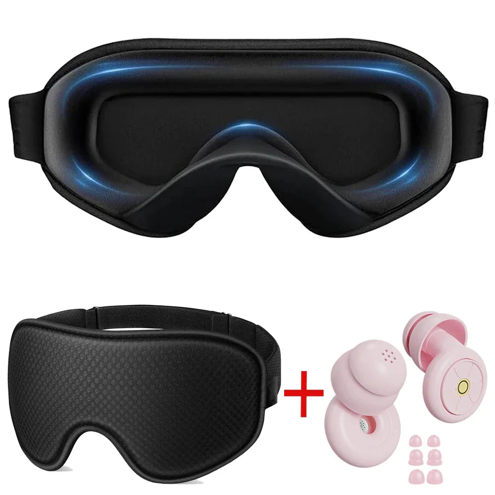 3D Blackout Sleep Mask with Noise-Cancelling Earplugs