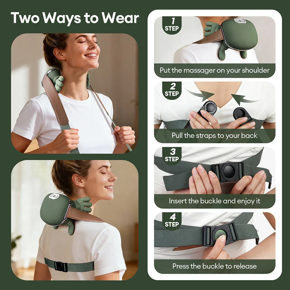 4D Neck and Shoulder Massager with PU Leather