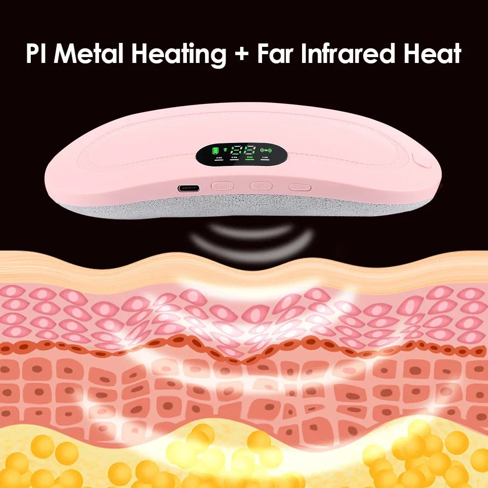 Pink Electric Waist Massage Heating Belt for Abdominal Relief
