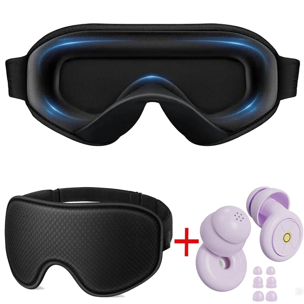 3D Blackout Sleep Mask with Noise-Cancelling Earplugs