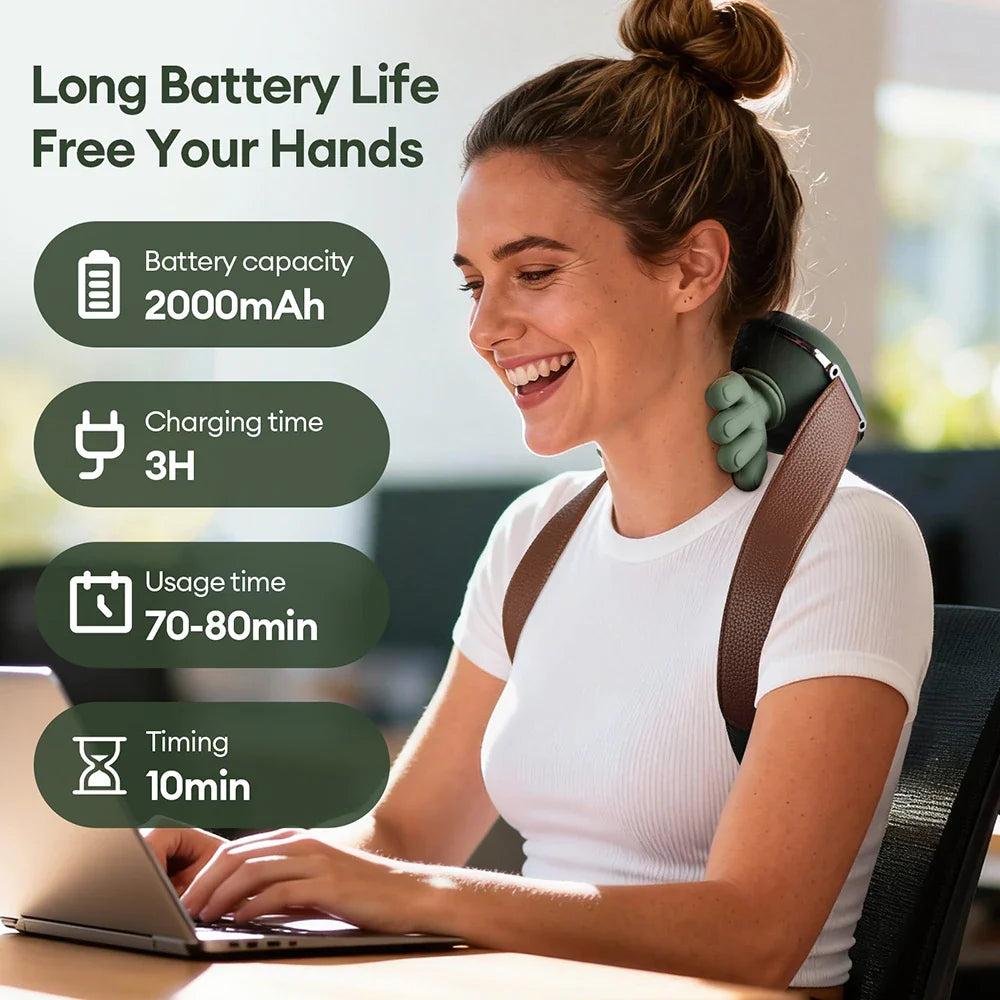 4D Neck and Shoulder Massager with PU Leather
