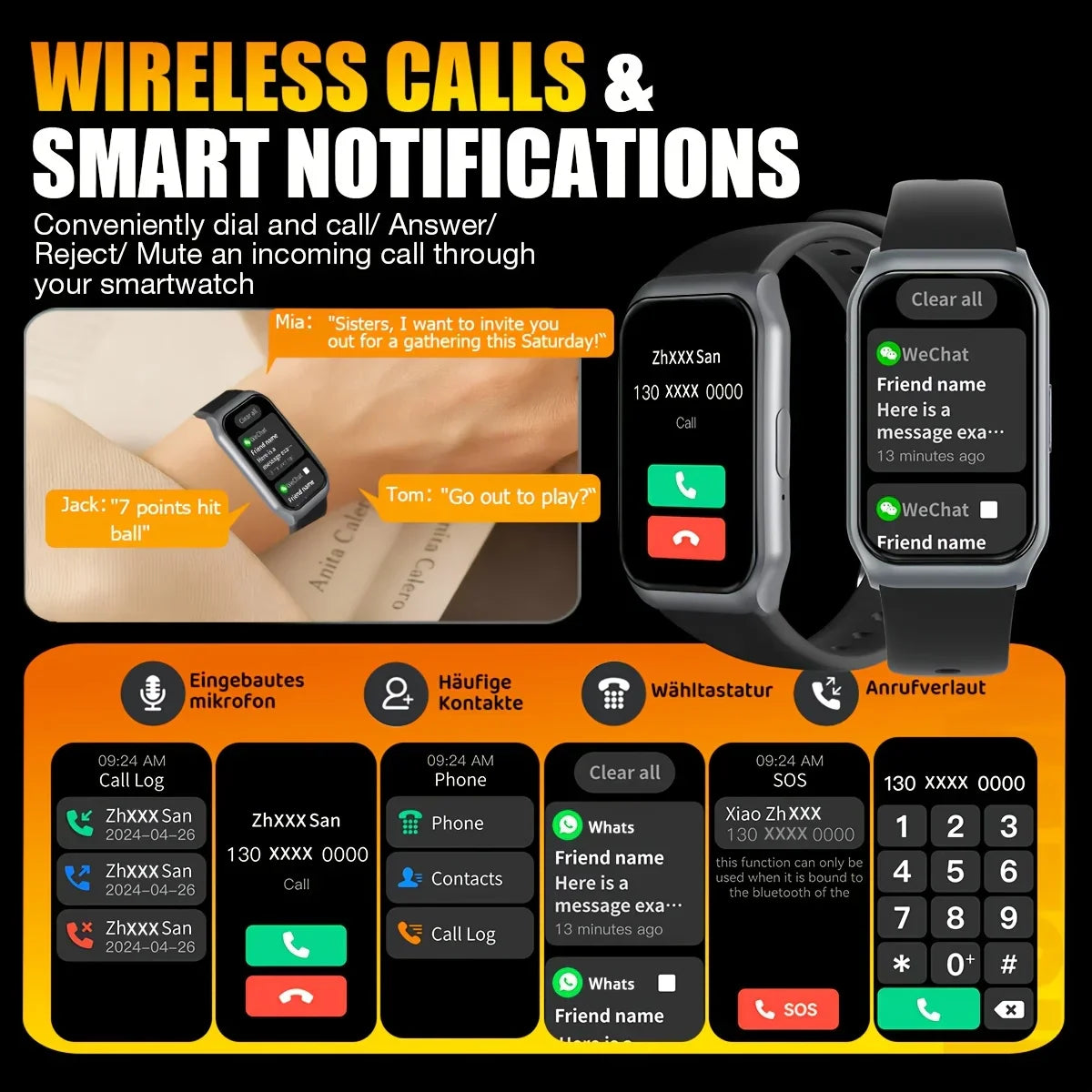 Smart Watch with Heart Rate Monitor and Bluetooth Call