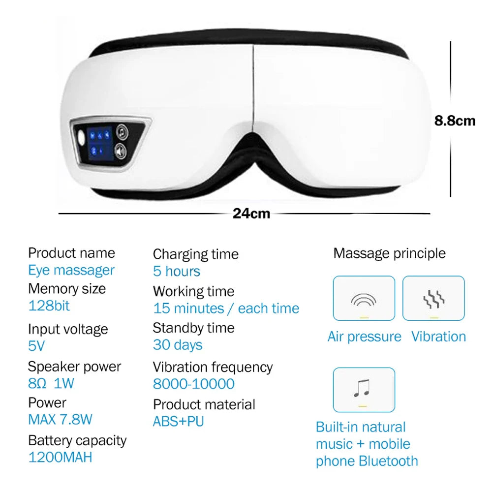Smart Eye Massager with Bluetooth Music and Air Compression