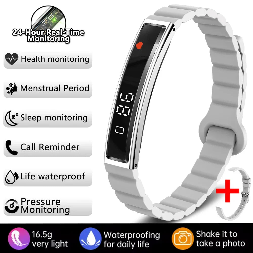 Women Smart Bracelet Fitness Tracker - Fine Steel Band