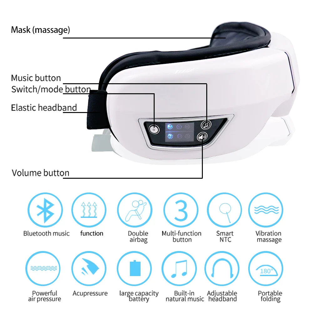 Smart Eye Massager with Bluetooth Music and Air Compression