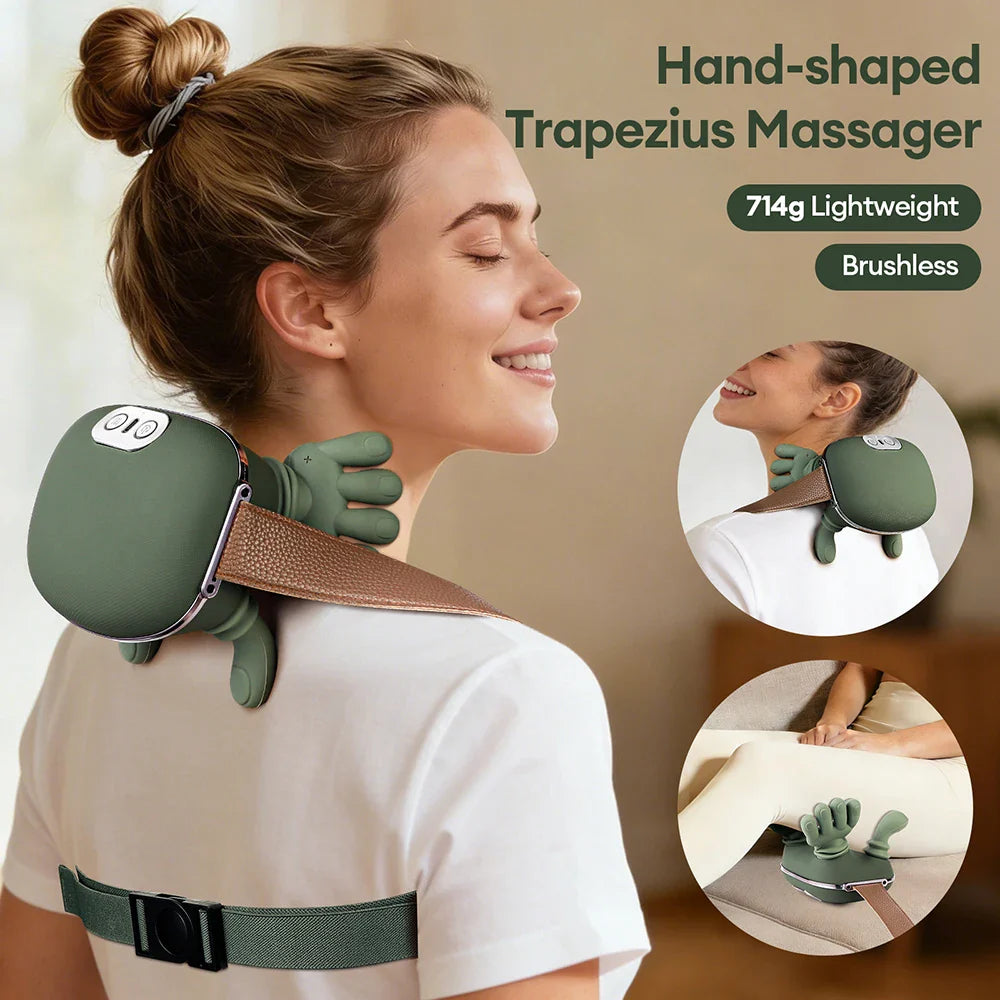 4D Neck and Shoulder Massager with PU Leather