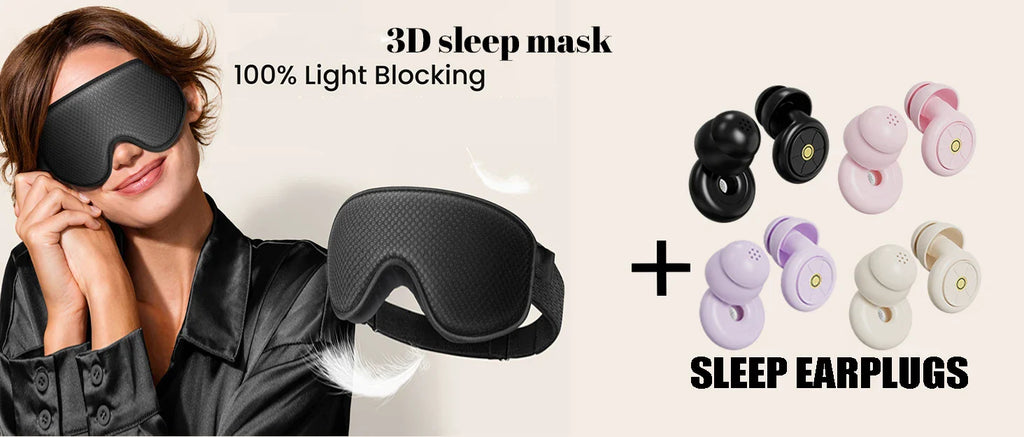 3D Blackout Sleep Mask with Noise-Cancelling Earplugs