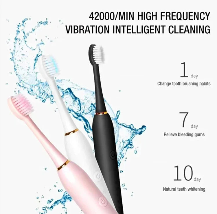 Electric Ultrasonic Toothbrush USB Charging Waterproof Adult