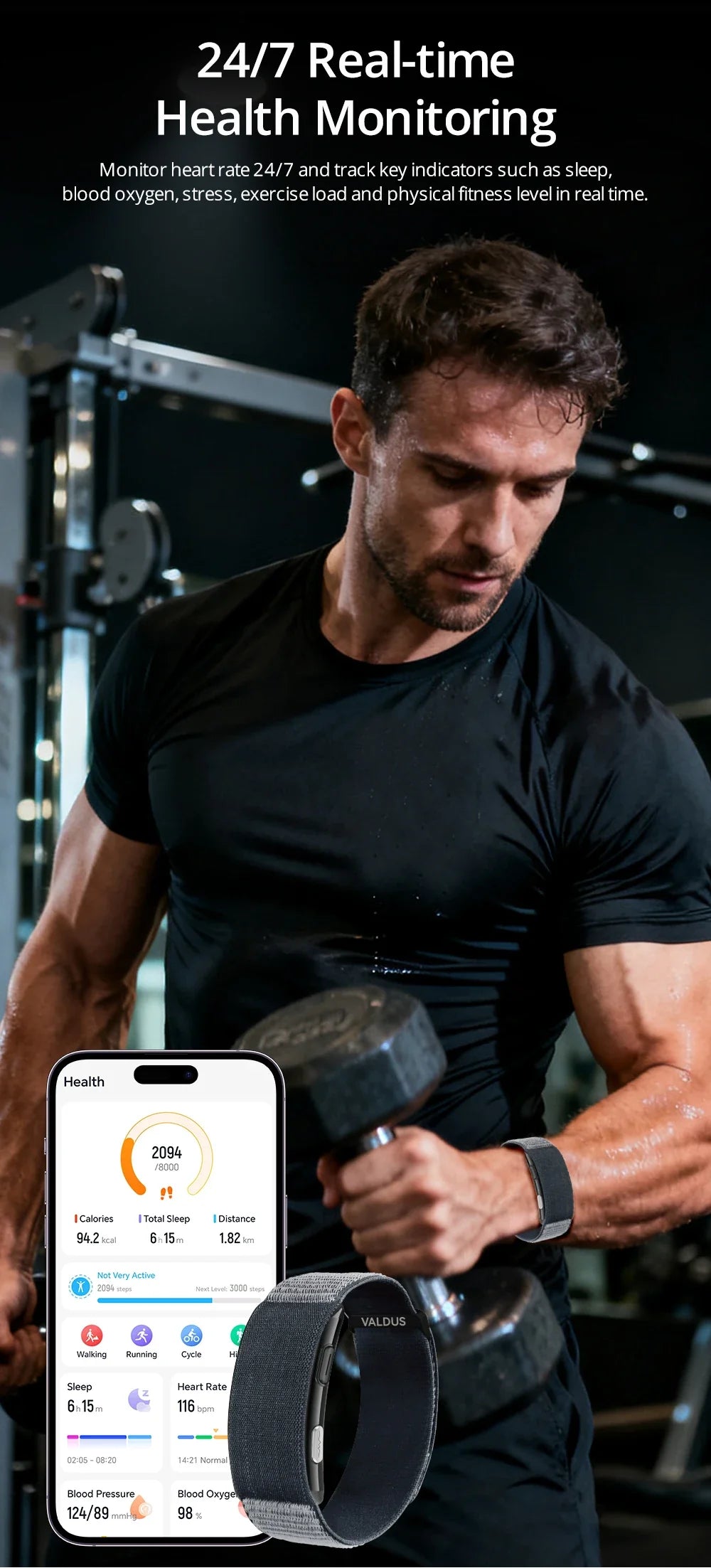 VALDUS VITRO ECG Smart Bracelet Waterproof Fitness Tracker