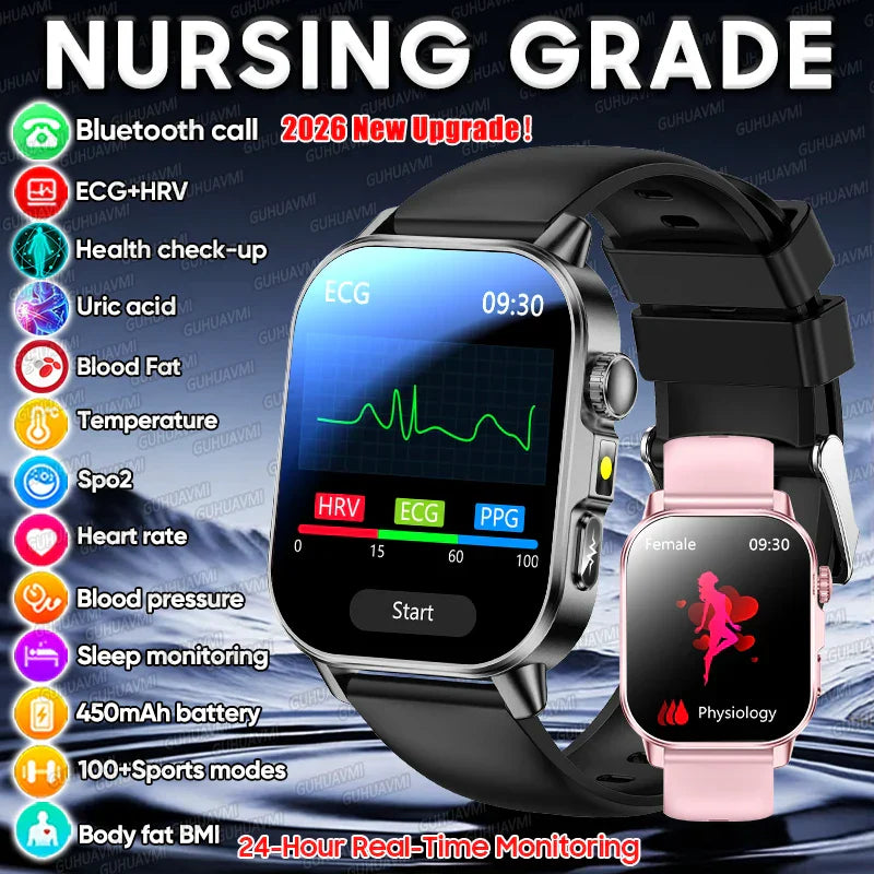 ECG+PPG Smart Watch with AMOLED Display and Health Tracking