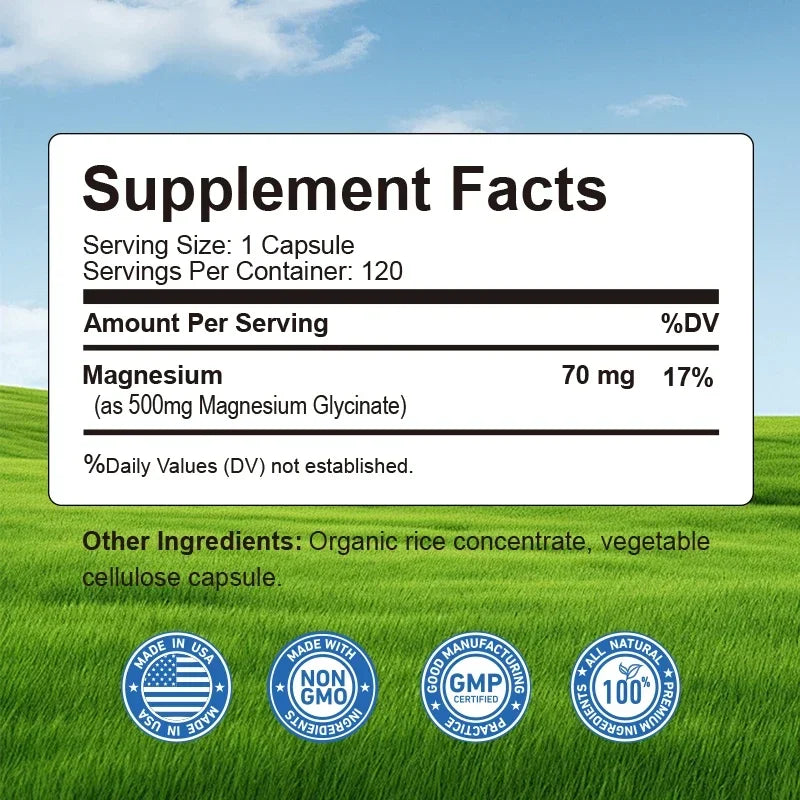 Magnesium Glycinate Supplement for Muscle and Nerve Health