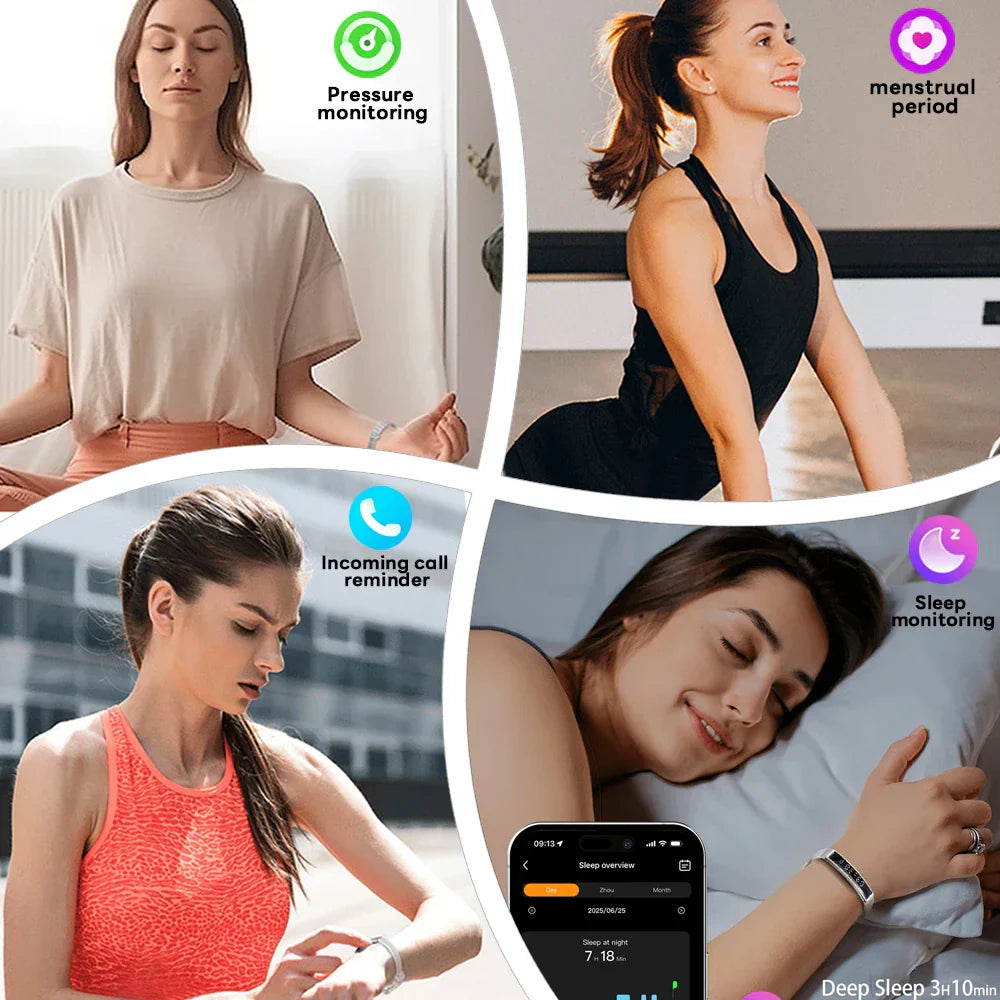 Women Smart Bracelet Fitness Tracker - Fine Steel Band