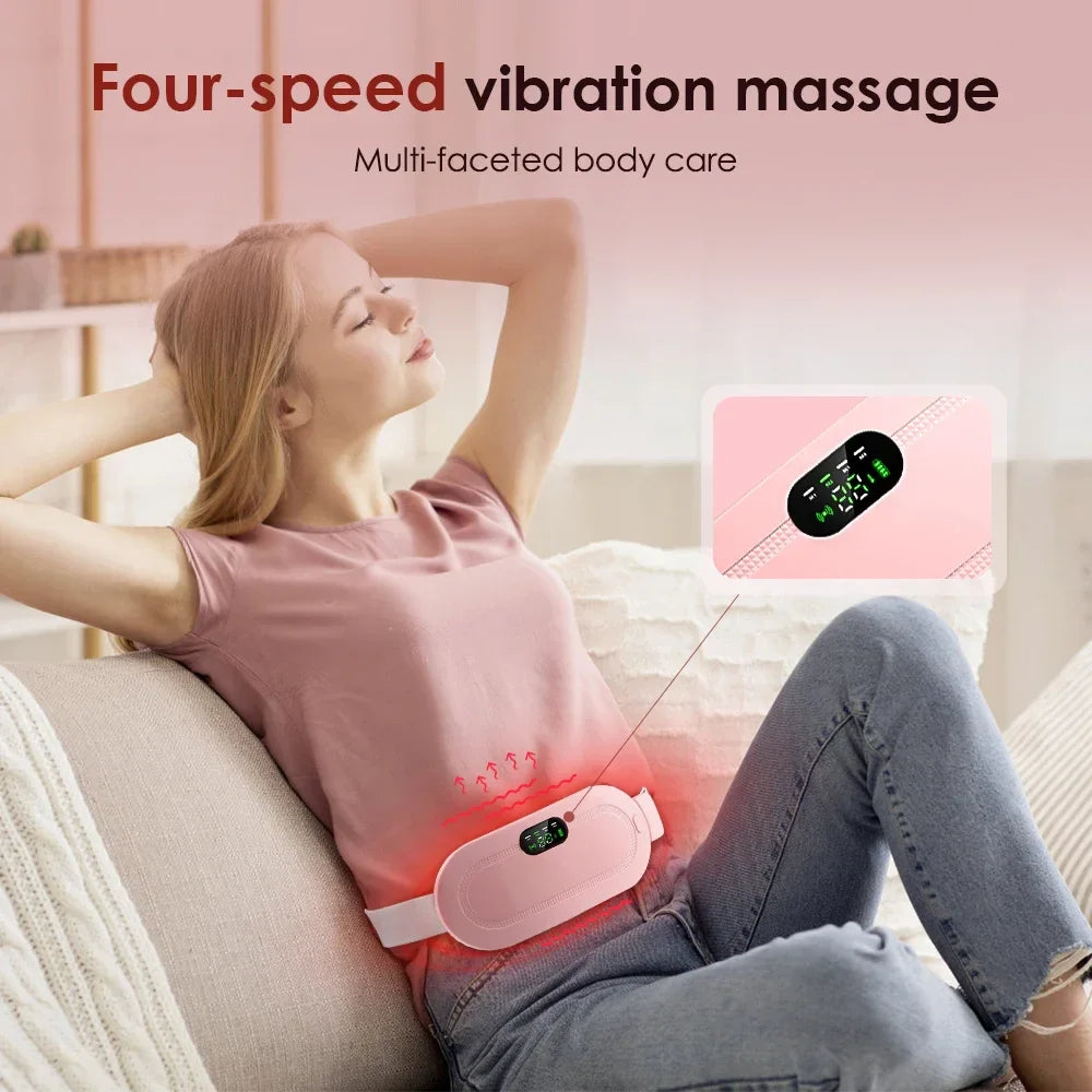 Pink Electric Waist Massage Heating Belt for Abdominal Relief