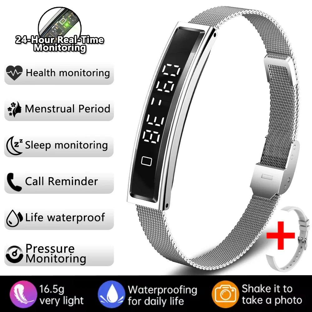 Smart Fitness Sports Band with Steel Strap and Heart Rate Monitor