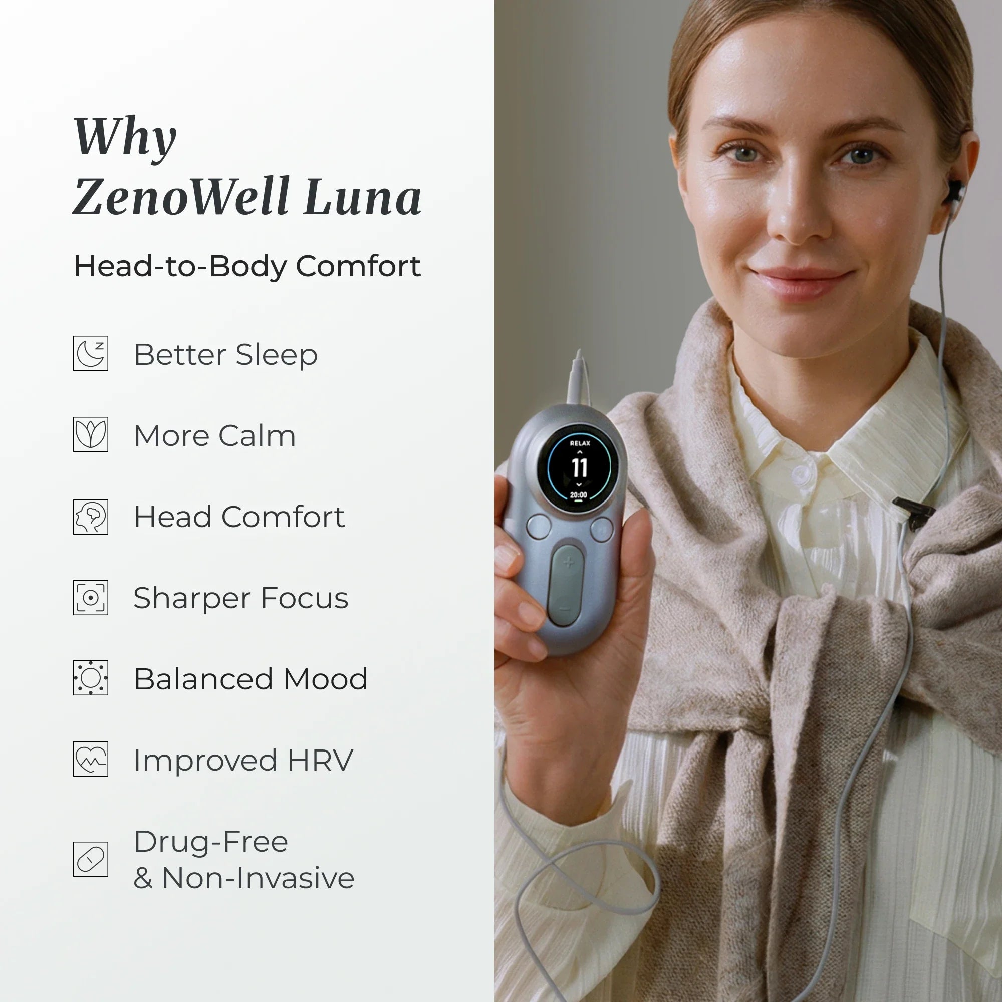 ZenoWell taVNS Ear Stimulator for Sleep & Stress Relief