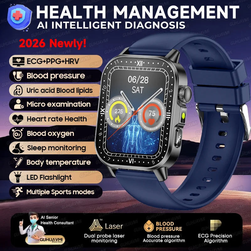 ECG+PPG Smart Watch with AMOLED Display and Health Tracking