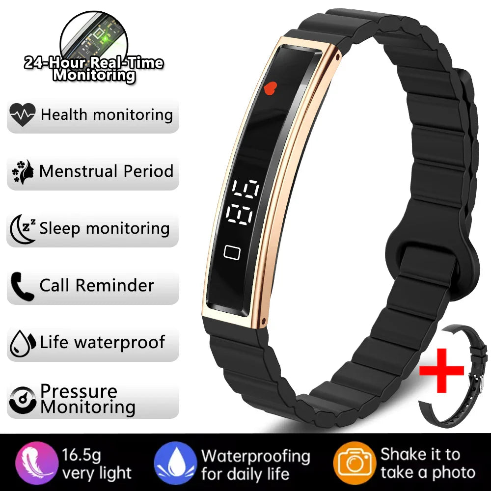 Smart Fitness Sports Band with Steel Strap and Heart Rate Monitor