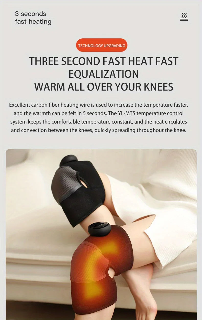 Heated Knee Massager with Adjustable Vibration and Heat