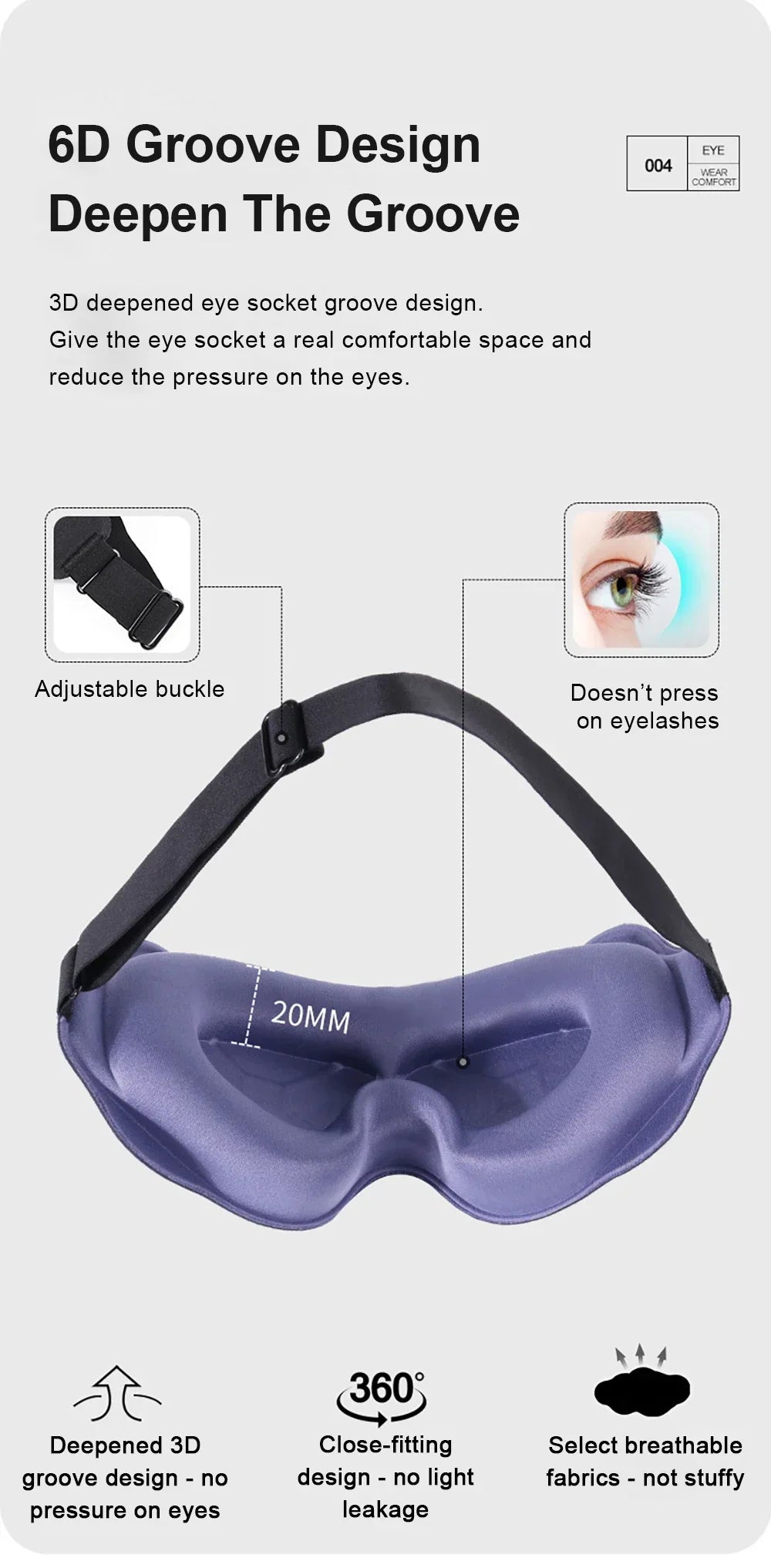 3D Soft Padded Eye Mask for Light Blocking Sleep Aid