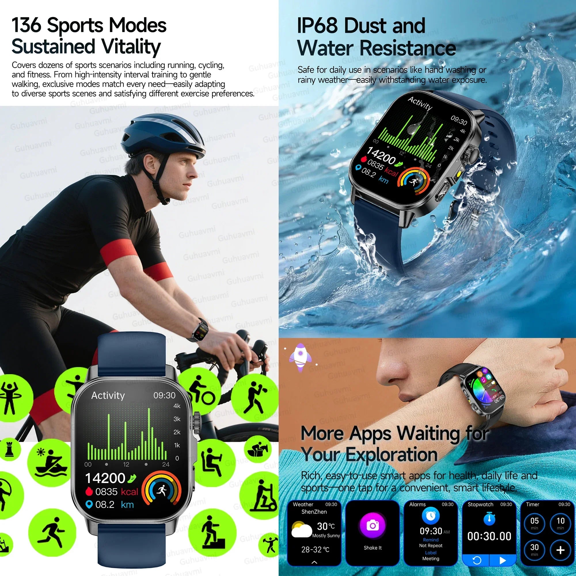 ECG+PPG Smart Watch with AMOLED Display and Health Tracking