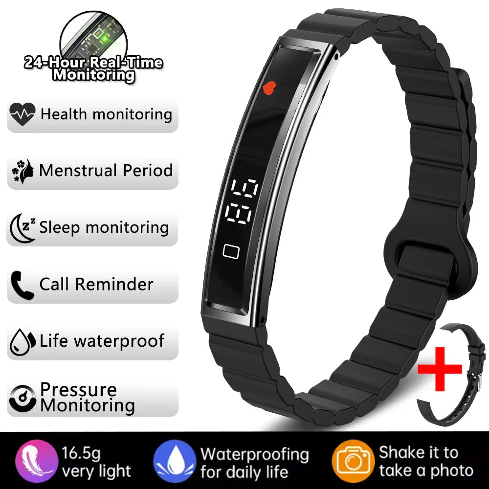Smart Fitness Sports Band with Steel Strap and Heart Rate Monitor